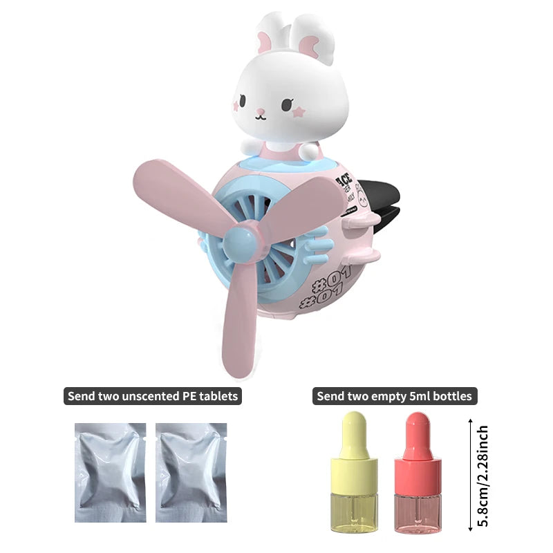 1PC Car Magnetic Cute Cartoon Figure Air Outlet Clip Aromatherapy - Complimentary Two Unscented PE Tablets and Two 5ml Bottles