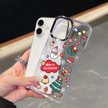 Cute Christmas Santa Claus Tree Elk Phone Case For IPhone 11 12 Pro Max X XS MAX XR 6 6S 7 8 Plus 17 Air 16 15 Casing Soft Cover
