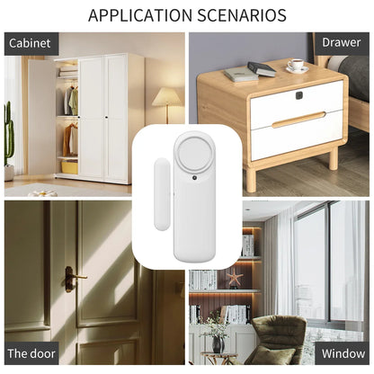 Smart Wifi Contact Door Window Sensor Alarm Beep Contact Wireless Door Detector Works With Smart Life Tuya Smart Home  Alexa