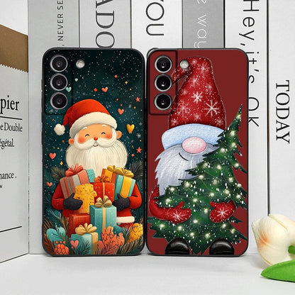 Merry Christmas Tree Santa Claus Pattern Phone Case for Samsung Galaxy S25 S24 S23 Ultra S22 Plus S21 FE M53 M34 M55 Soft Covers