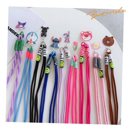 New colorful woven cartoon lanyard mobile phone lanyard wrist strap Crossbody rope anti-loss rope key bag multi-purpose lanyard