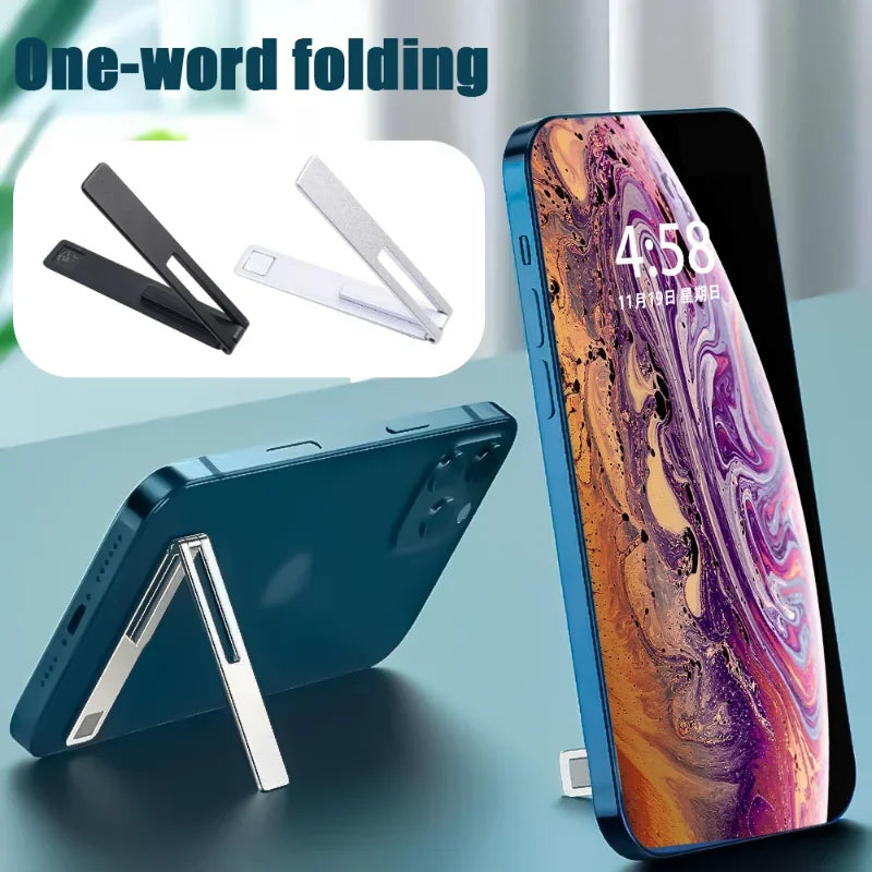 Magnetic Ultra Thin Foldable Mobile Phone Holder Bracket Metal Alloy Desktop Cell Phone Stands Universal Phone Support Kickstand