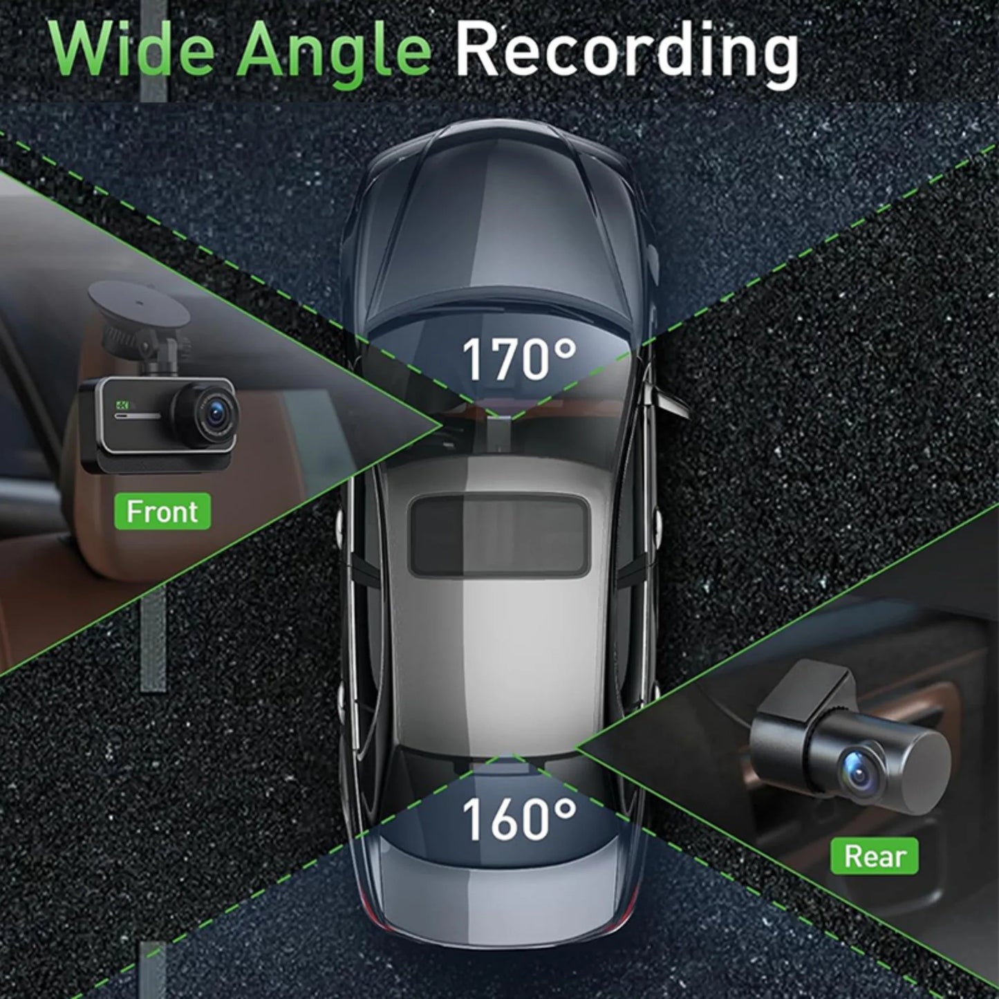 4K Dash Cam for Cars Car Camera Dash Cam WIFI Camera for Car Front and Rear Dash Camera Black Box 24H Parking Mode Recorder