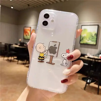 Cute Funny Snoopy Case For Iphone 15 Pro Max 11 14 13 12 Mini 6s 6 7 8 Plus X XS XR Cover Silicone Couqe Soft Transparent