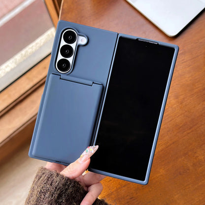 Flip Slot Card Wallet Clip Stand Phone Case For Samsung Galaxy Z Fold 7 6 5G Fold6 ZFold6 zfold6 Solid Color PC Protective Cover