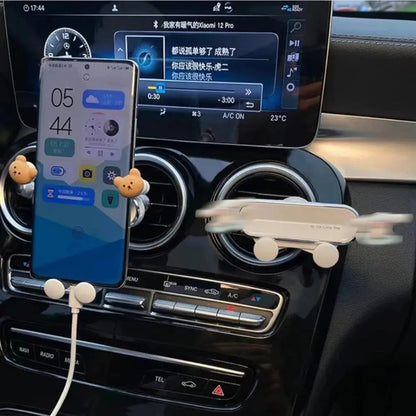 Cute Cartoon Car Mobile Phone Bracket Creative Rabbit Car Air Outlet Clip Mount Phone Navigation Fixed Support Bracket Holder