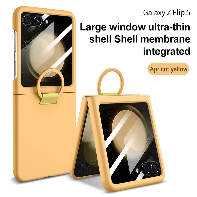 Hot Skin Feel Glass Case for Samsung Galaxy Z Flip 7 FE 6 5 5G Fold business Fashion Cover Anti-knock Cases for Flip5 Flip6