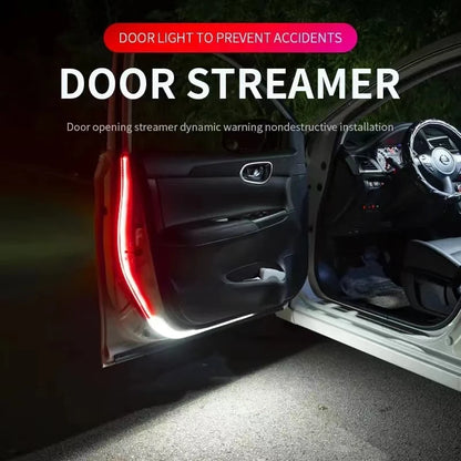 12V LED Car Door Opening Warning Atmosphere Light Strip Car Welcome Light Red And White Flashing Light Auto Safety Signal Light