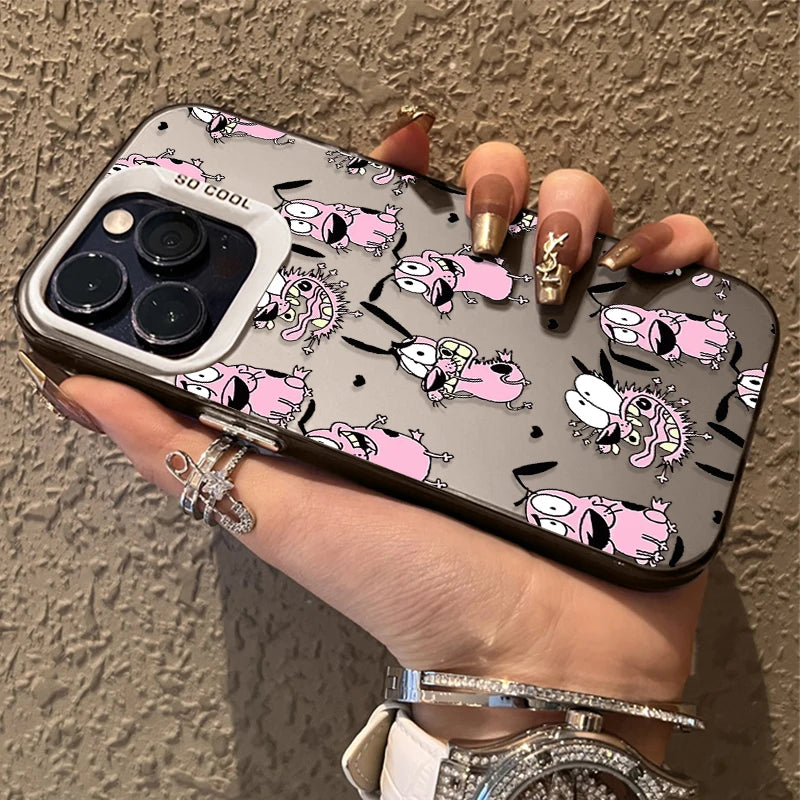 Courage Cowardly Dog Plating Case for Samsung Galaxy S24 S23 S22 S21 Ultra Plus FE Cover