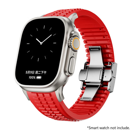 Silicone Band for Apple Watch 46mm 45 44mm 42 Sports Strap for Iwatch Ultra 2 49mm for Series 10 9 8 7 Se 6 5 Se Luxury Bracelet