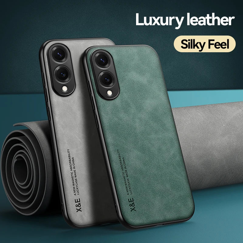 Magnetic Sheepskin Leather Case For Samsung Galaxy S25 S24 S23 S22 S21 S20 Ultra FE S25 Edge S10 S9 Plus Soft Shockproof Cover