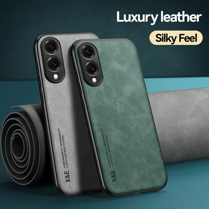 Magnetic Sheepskin Leather Case For Samsung Galaxy S25 S24 S23 S22 S21 S20 Ultra FE S25 Edge S10 S9 Plus Soft Shockproof Cover