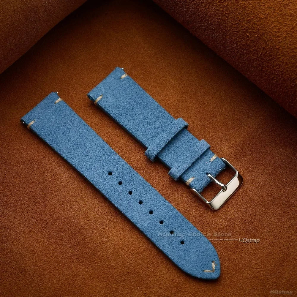 Quick Release Soft Suede Strap 22mm 18mm 20mm for Samsung Watch6 5/4/3 Calfskin Bracelet for Women Men Wristband Hand Sewn Band