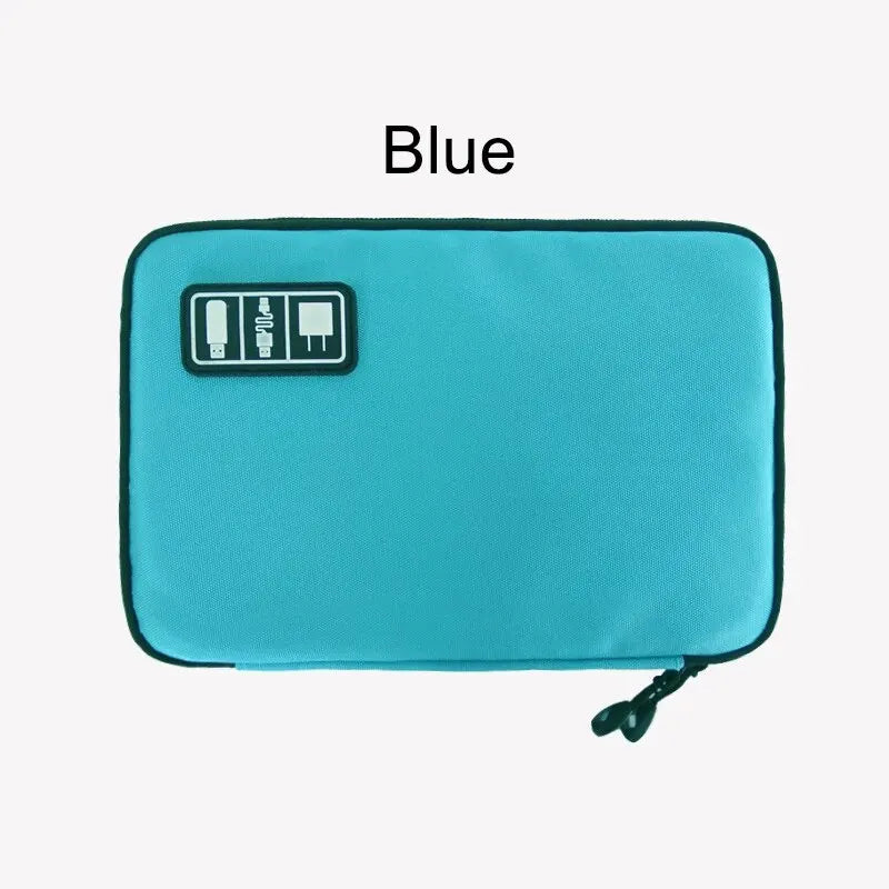 1pc Black Green Storage Bag Electronic Accessory Organizer Portable Usb Data Cable Charger Plug Travel Waterproof Organizer - covers4phones