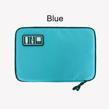1pc Black Green Storage Bag Electronic Accessory Organizer Portable Usb Data Cable Charger Plug Travel Waterproof Organizer - covers4phones