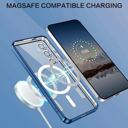 Luxury Magnetic For Magsafe Case For Samsung Galaxy S26 S25 Edge S24 FE S23 S21 Plus Ultra Plating Silicone Cover Clear Soft