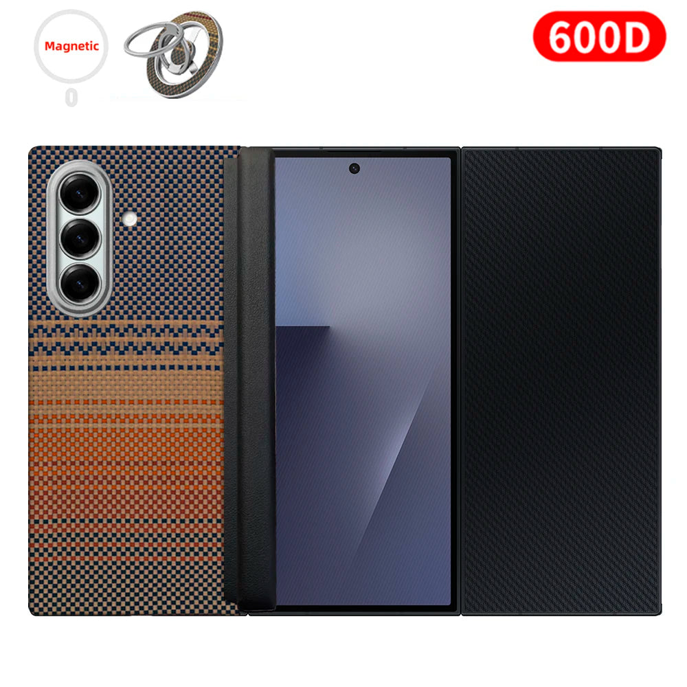 For samsung galaxy z trifold aramid case 600d kevlar carbon aramid fiber fabric thin hard cover magnetic balck Slim light premiu