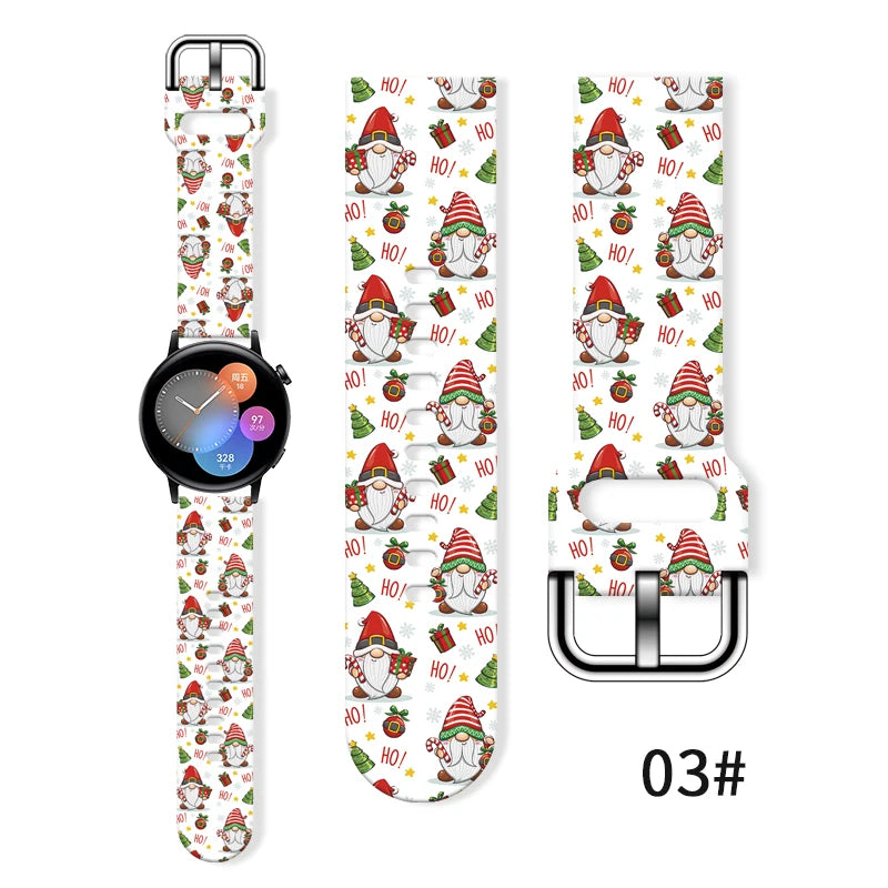 20mm Christmas 6 Strap for Samsung Galaxy Watch 7/6/5 40mm 44mm Band Replaceable Bracelet for Xiaomi Huawei Amazfit Watchband