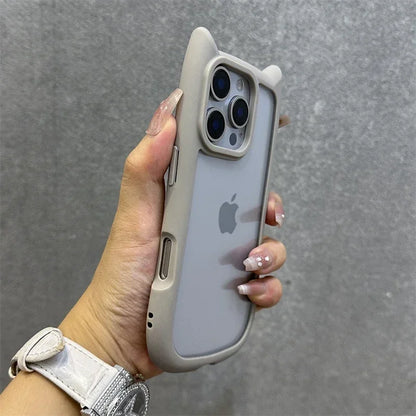3D Cat Ear Cute Lanyard Magnetic Transparent Case For iPhone 16 15 14 13 12 ProMax Plus 11 Wristband Clear Magsafe Cover