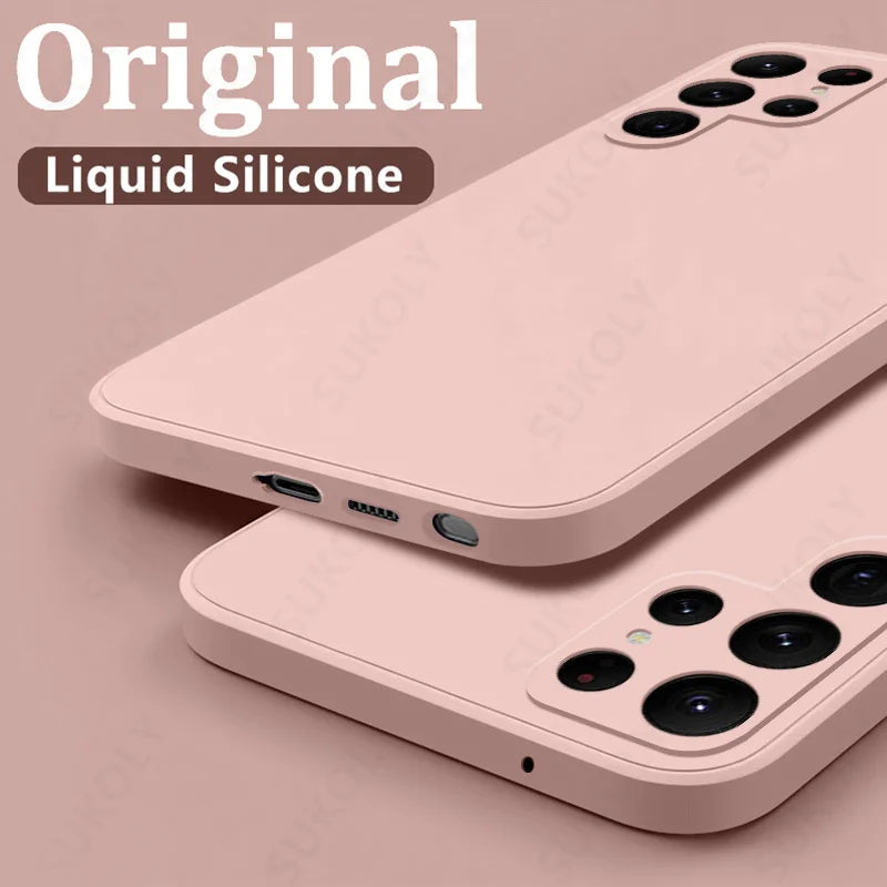 Case For Samsung Galaxy S24 S23 S22 S25 Ultra S24 FE A56 A55 A53 A52 A54 A16 A35 5G Shockproof Liquid Silicone Phone Cover Coque