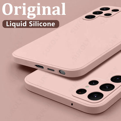 Case For Samsung Galaxy S24 S23 S22 S25 Ultra S24 FE A56 A55 A53 A52 A54 A16 A35 5G Shockproof Liquid Silicone Phone Cover Coque