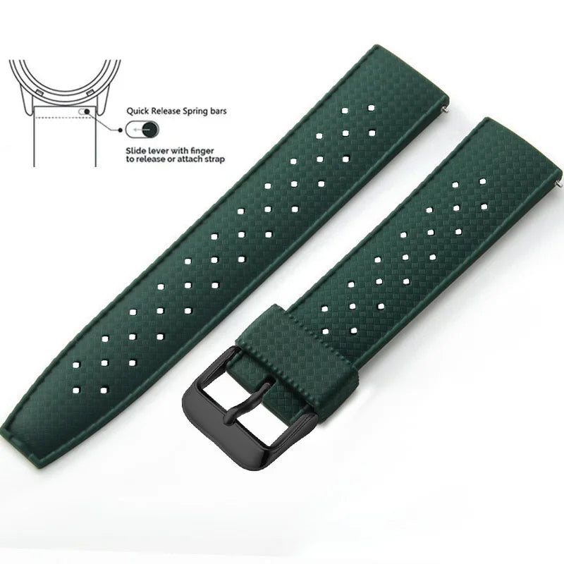 Tropical Silicone Watch Band Quick Release Watch Band 18mm 20mm 22mm Rubber Tropic Smart Watch Strap for Oris Seiko Citizen