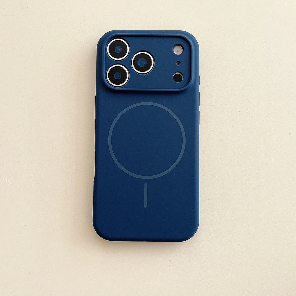 Desert Gold liquid silicone magnetic charging phone case for iPhone 17 16 15 14 13 12 Pro Max Air fine hole magsafe soft cover