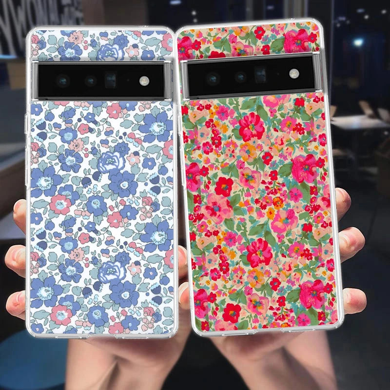 Phone Case For Google Pixel 9 8 7 6 9A 8A 7A 6A 5 4 5A 4A 3A Pro XL Soft Clear TPU Transparent Cover flower art