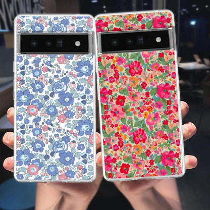 Phone Case For Google Pixel 9 8 7 6 9A 8A 7A 6A 5 4 5A 4A 3A Pro XL Soft Clear TPU Transparent Cover flower art