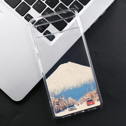 Japan Anime Fuji Mountain Landscape Phone Case For Google Pixel 8A 9 Pro XL 8 Pro 6A 6 7 10 Scenery Clear Soft TPU Cover Fundas