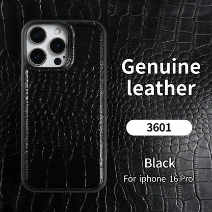 Premium Crocodile Pattern Genuine Leather Case For iPhone 16 Pro Max 15 14 13 12 11 XR Cowhide Back Cover Shell Protective Capa