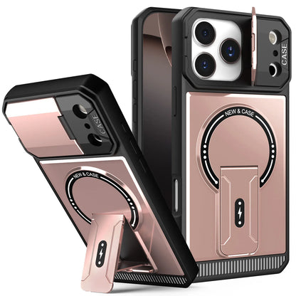 Military Armor Flip Camera Protect Phone Case For iPhone 17 12 13 16 Pro Max 14 15 Plus 16E 17 Air For Magnetic Fold Stand Cover