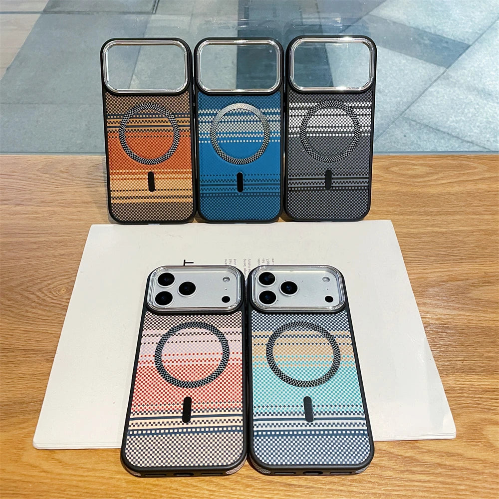 Slim Magnetic Striped Pattern Case for iPhone 17 Pro Max Air 16 15 14 13 12 11 for Magsafe Shockproof Ultra Thin Colorful Cover