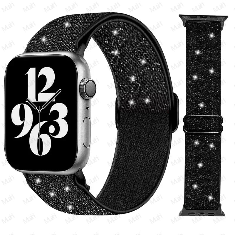 Bling Nylon Strap for Apple Watch Band 44mm 40mm 38mm/42mm bohemian Bracelet iWatch Series 7 6 5 4 3 41mm 45mm 8 9 ultra 2 49mm