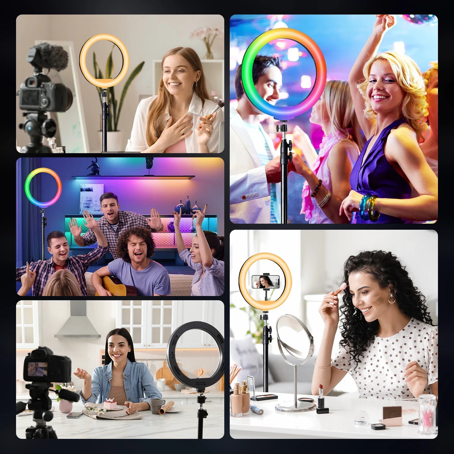 10Inch LED Ring Light, Two Section Adjustable 160cm Tripod, Portable Fill Light for Live Streaming, Photo Selfies, Video Record