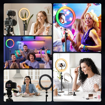 10Inch LED Ring Light, Two Section Adjustable 160cm Tripod, Portable Fill Light for Live Streaming, Photo Selfies, Video Record