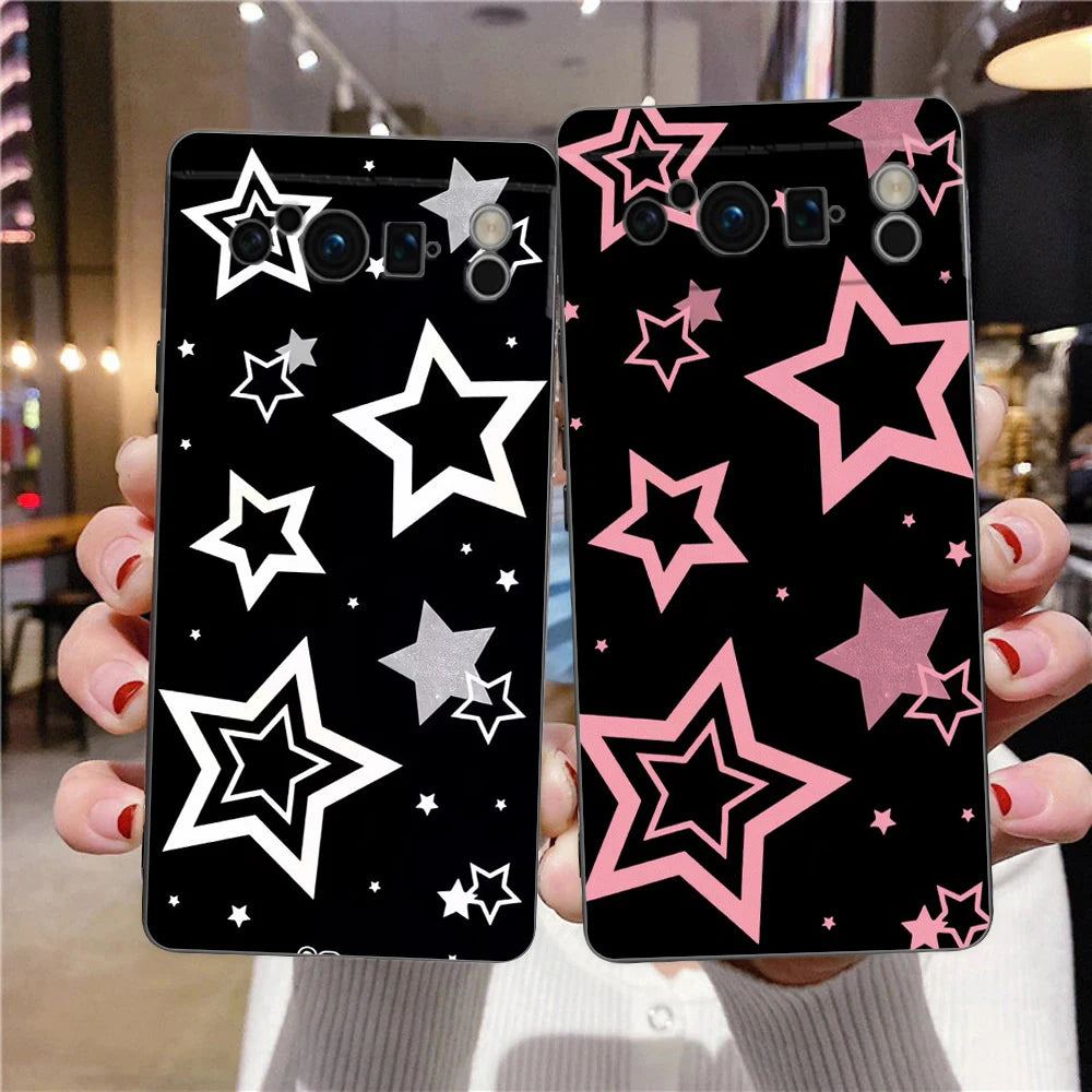 Star Art Phone Case For Google pixel 9 8 7 6 Pro 8A 6A 7A 5G Silicone Shockproof Black Cover Fundas