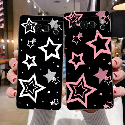 Star Art Phone Case For Google pixel 9 8 7 6 Pro 8A 6A 7A 5G Silicone Shockproof Black Cover Fundas
