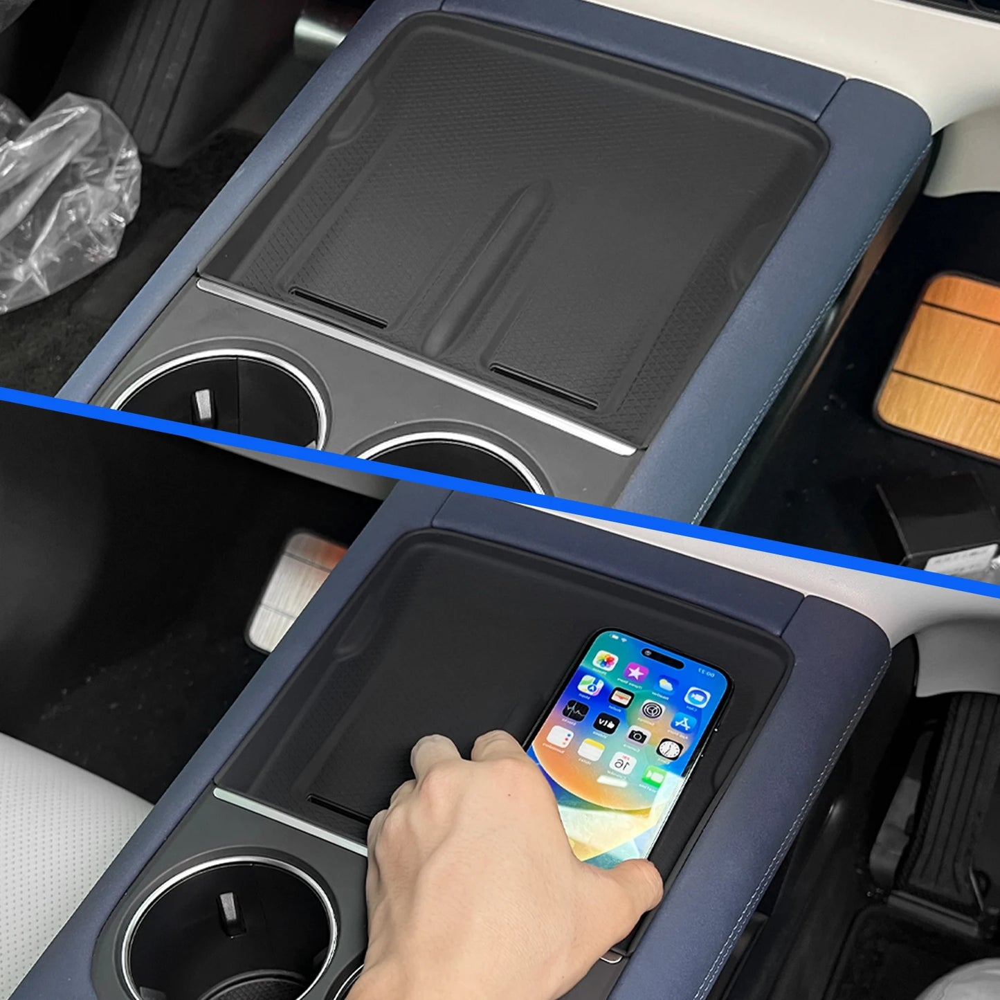 for Xpeng G6 2023 2024 Car Central Storage Box Cup Holder Dashboard Tray Interior Accessories Organizer Tidying Black