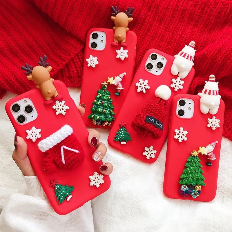 Christmas Santa Gift Gloves DIY Case For Xiaomi Mi 14T 12T 11T 13 12 11 Lite Redmi A3 Pro 10C 9A 9C 10 9 Redmi Note 8 Pro Cover