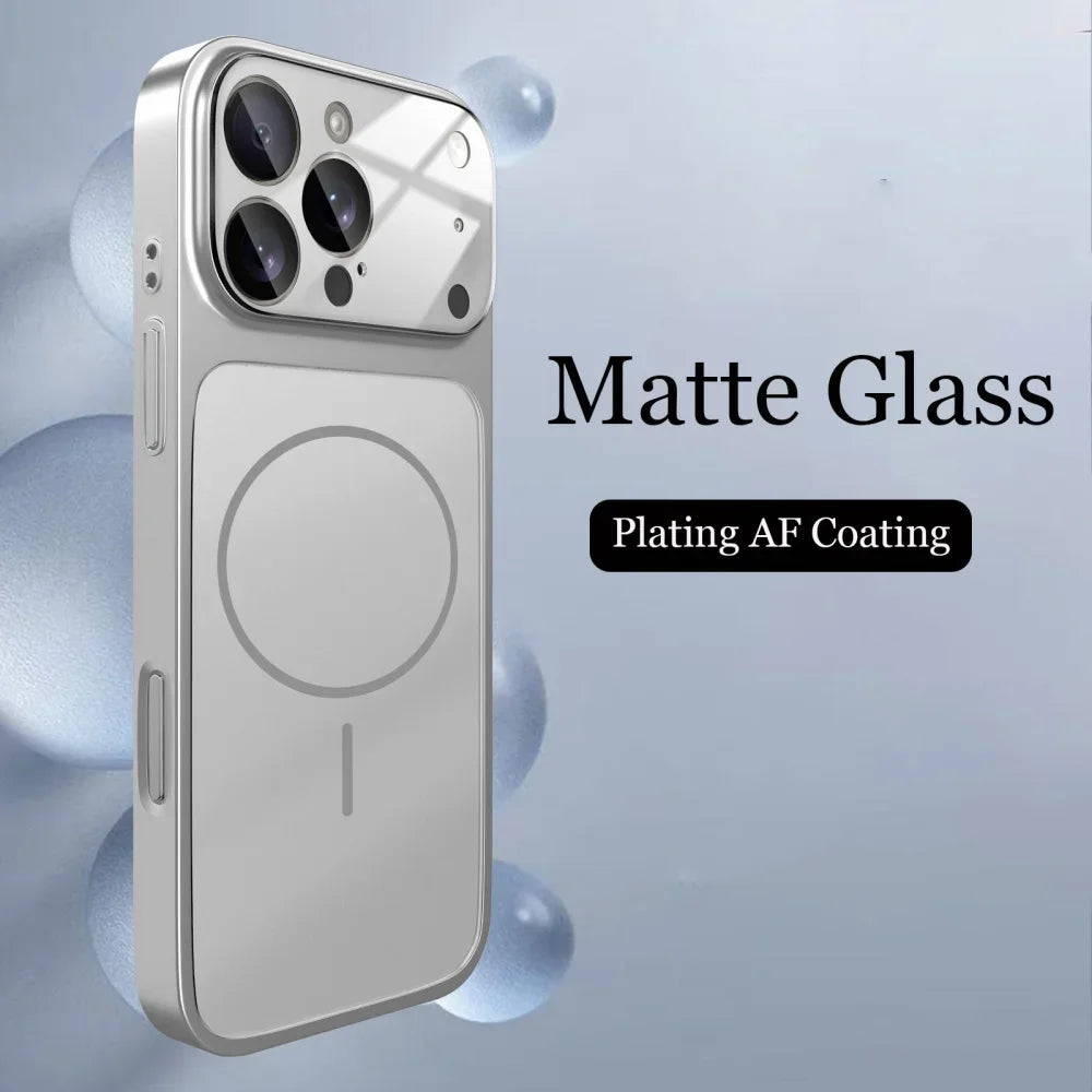 Glass Nano Matte Case For iPhone 17 Pro Max 17Air 17Pro 16 15 14 13 Pro Max Cover Magnetic Wireless Charge Armor Funda