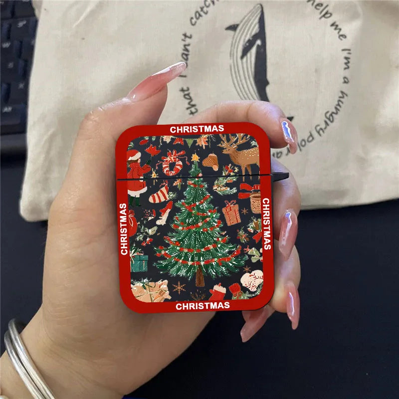 Christmas Tree Graphic Print Earphone Case For AirPods Pro 2 Lovely Silicone Protective Cover For  AirPods 1 2 3 4 2024 Coque