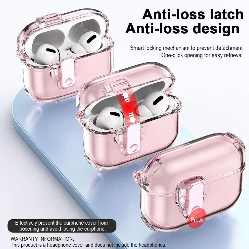 For AirPods Pro 3 2025 New Case Phone Stand Luxury designer Transparent TPU Case Upgrade security lock Case for Air Pods Pro 3