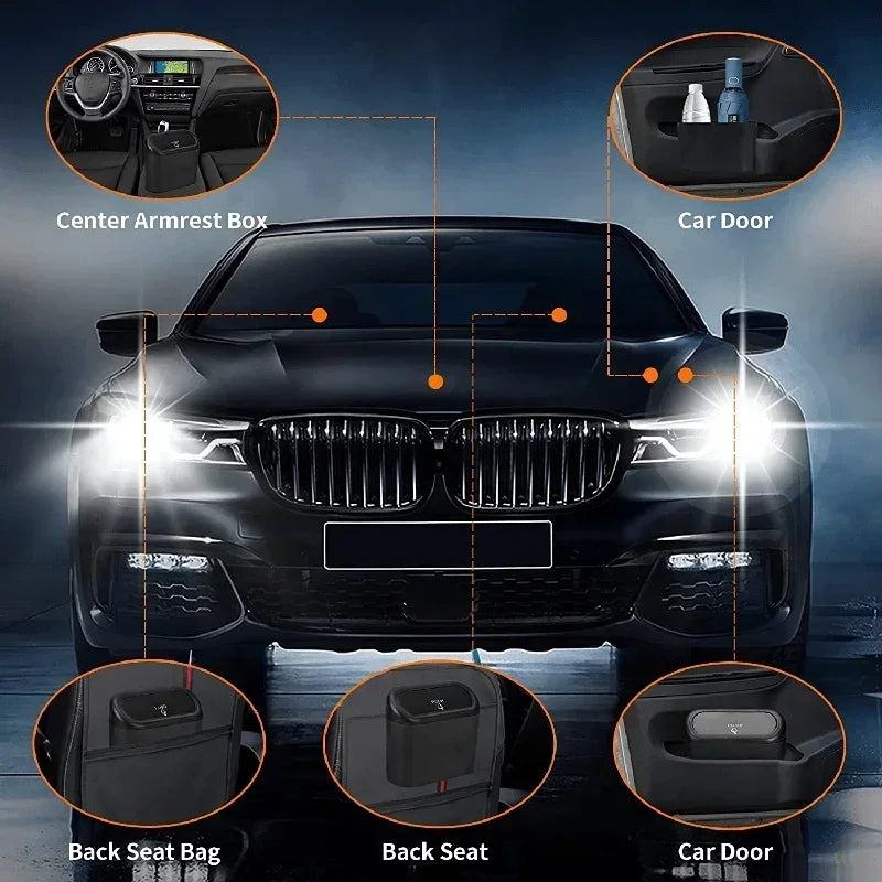 Car Trash Can Bin with Lid Universal Vehicle Mini Leakproof Garbage Can Bin Car Organizers and Storage for Auto Office Home