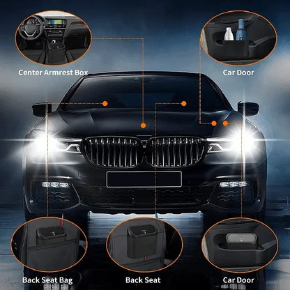 Car Trash Can Bin with Lid Universal Vehicle Mini Leakproof Garbage Can Bin Car Organizers and Storage for Auto Office Home