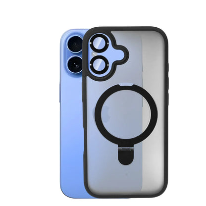 Matte Magnetic Phone Case with Finger Ring Stand for IPhone 17 Pro Max 17Air Hard PC Back Cover Holder for Magsafe Charge Cases