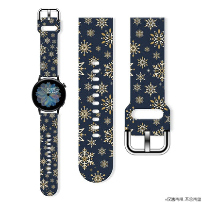 20MM Snowflake series printed watch strap for Samsung Galaxy Watch 7/6/5 40mm 44mm Band Replaceable Bracelet for Xiaomi Huawei