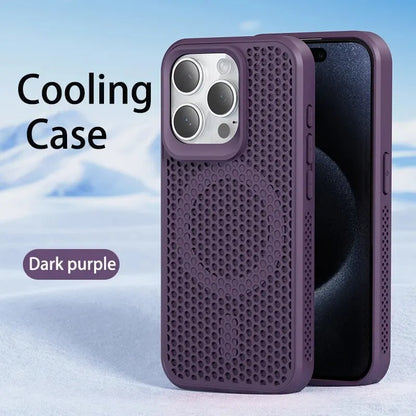 Cooling Heat Dissipation For Magsafe Magnetic Phone Case For iPhone 16 14 15 13 12 11 Pro Max 16 Plus Breathable Grid Hard Cover