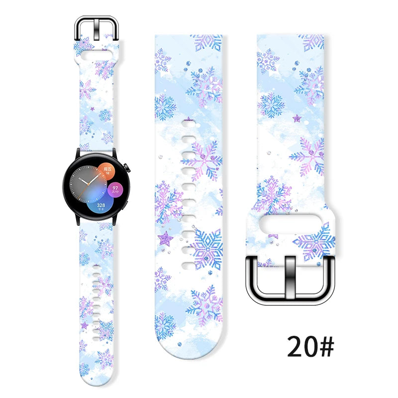 20mm Christmas 6 Strap for Samsung Galaxy Watch 7/6/5 40mm 44mm Band Replaceable Bracelet for Xiaomi Huawei Amazfit Watchband