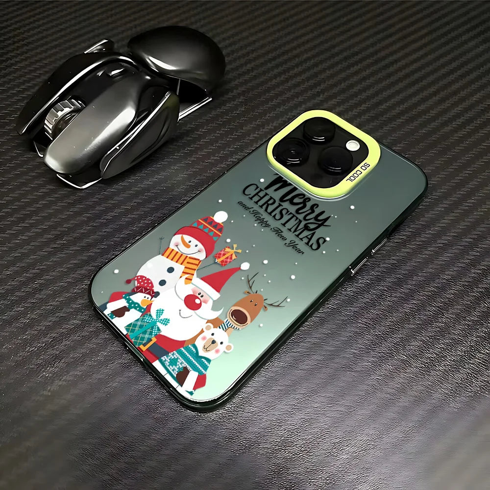 Santa Claus Elk Snowman Christmas Phone Case For iPhone 17 16e 16 15 14 13 12 11 mini Pro Max X XR 8 7 Air Plus Anti Fall Cover